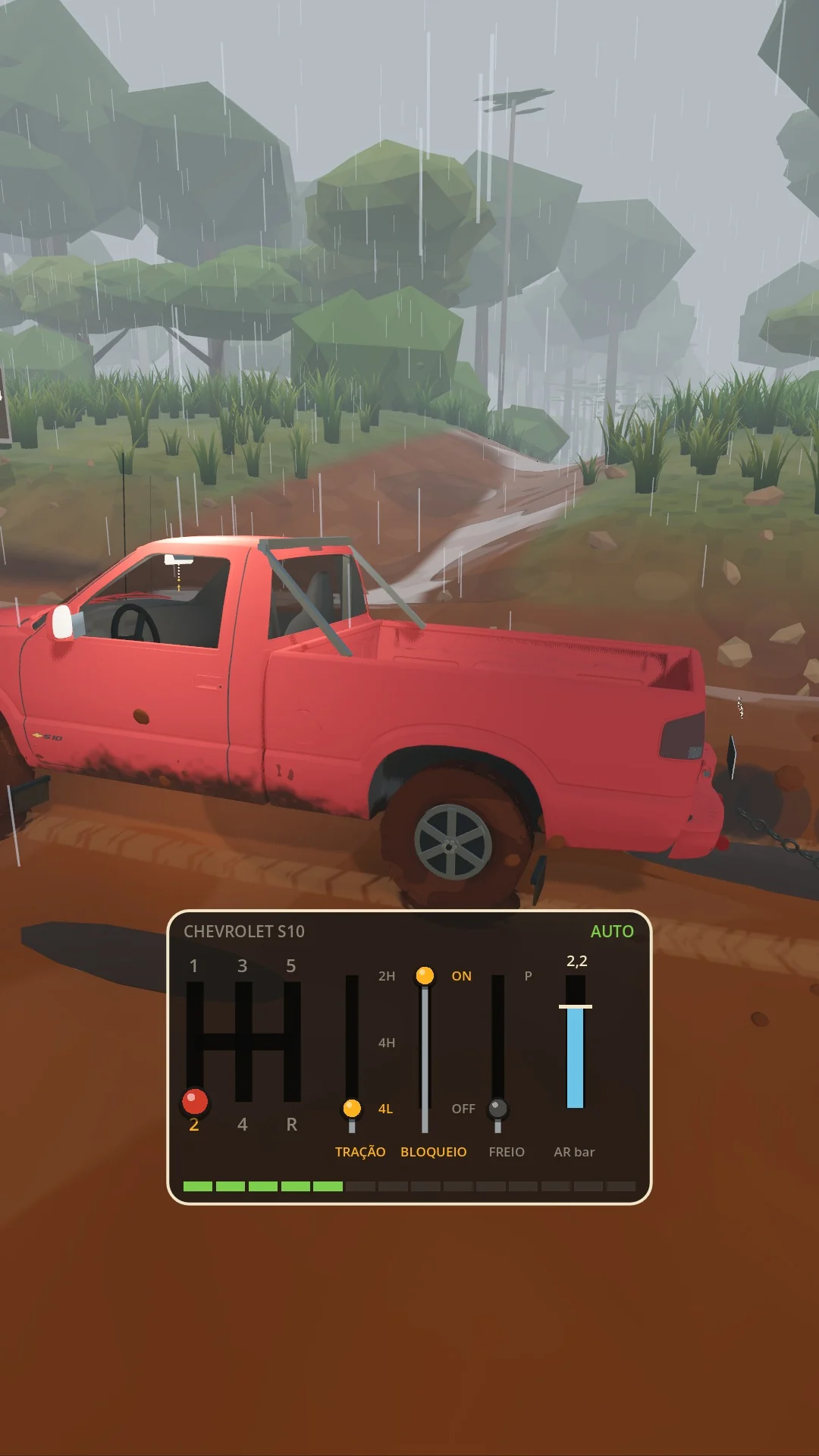 Chevrolet S10 coberta de barro em trecho alagado da Transamazônica